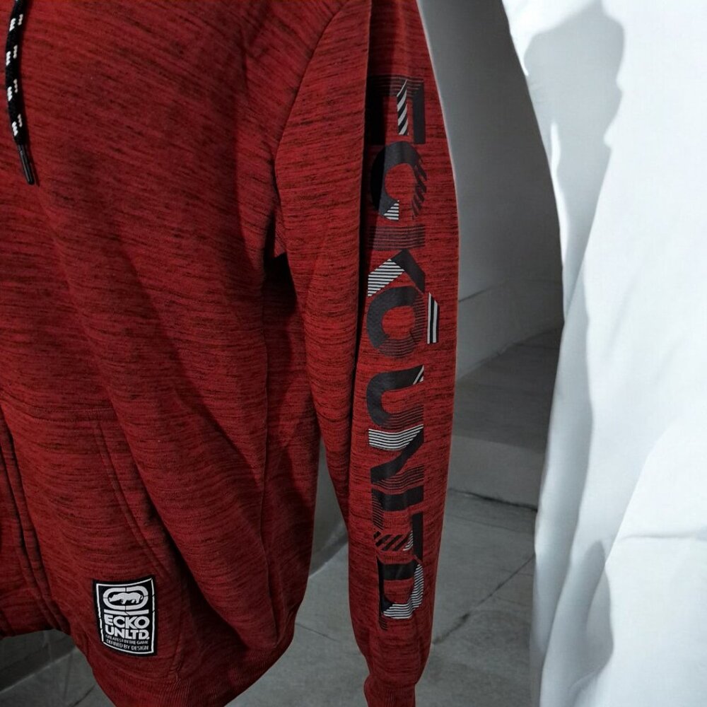 Men’s Ecko Unlimited Hooded Fleece Top Red  Large NWT - Picture 6 of 13